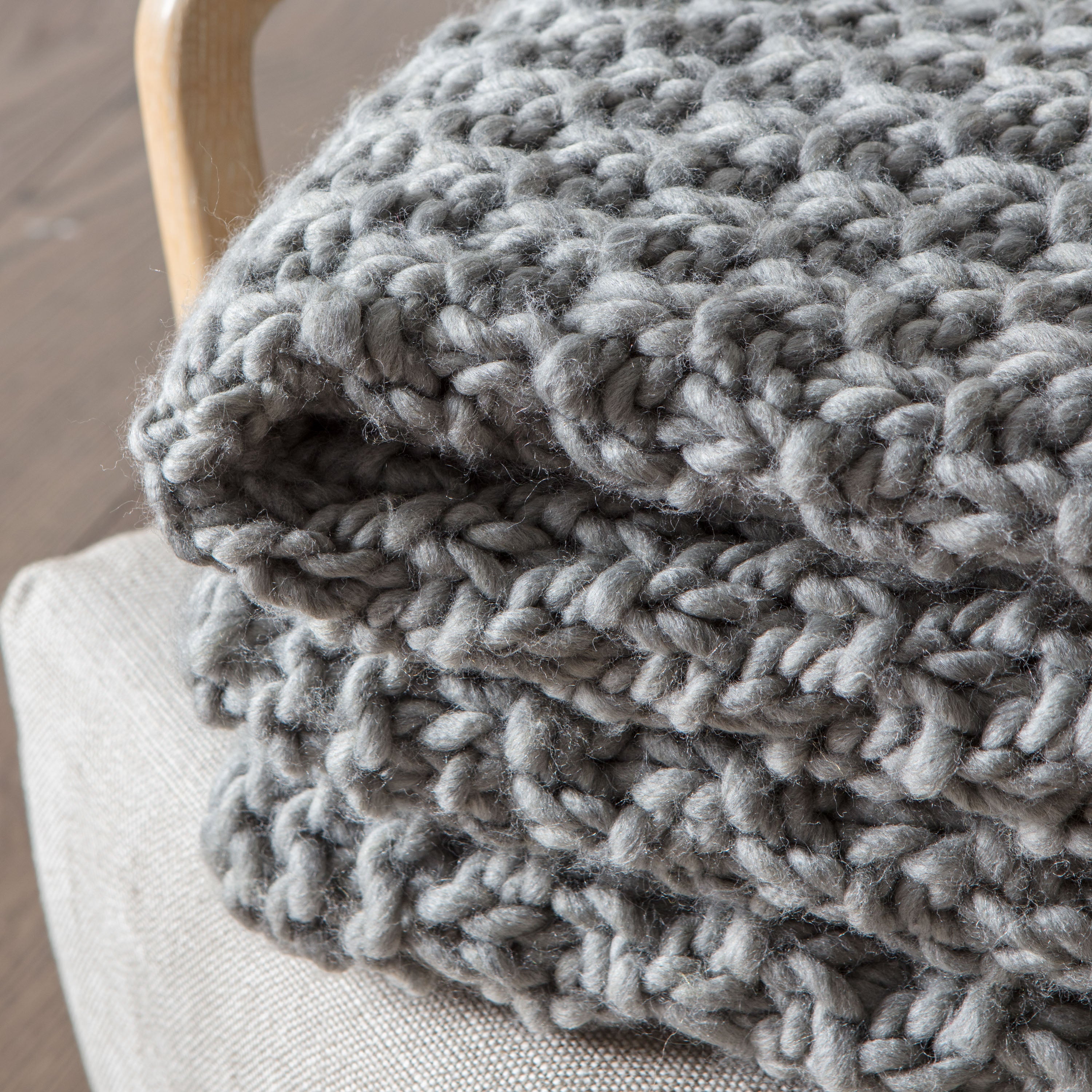 Mayfield Chunky Knitted Grey Throw